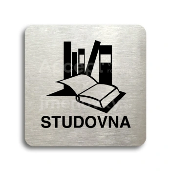 Piktogram "studovna" - stříbrná tabulka - černý tisk bez rámečku