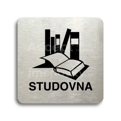 Piktogram "studovna" - stříbrná tabulka - černý tisk bez rámečku