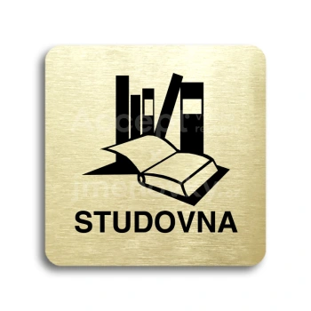 Piktogram "studovna" - zlatá tabulka - černý tisk bez rámečku