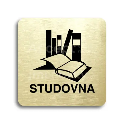 Piktogram "studovna" - zlatá tabulka - černý tisk bez rámečku