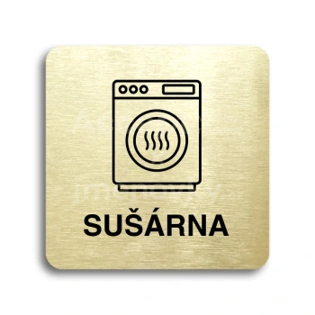 Piktogram "sušárna II" - zlatá tabulka - černý tisk bez rámečku