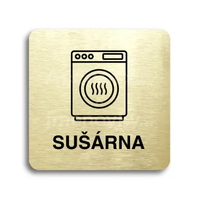 Piktogram "sušárna II" - zlatá tabulka - černý tisk bez rámečku