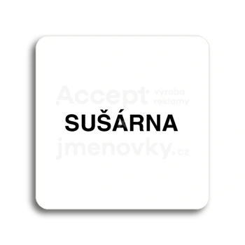 Piktogram "sušárna" - bílá tabulka - černý tisk bez rámečku