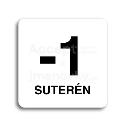 Piktogram "suterén II" - bílá tabulka - černý tisk bez rámečku
