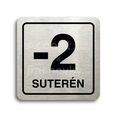 Piktogram "suterén" - stříbrná tabulka - černý tisk