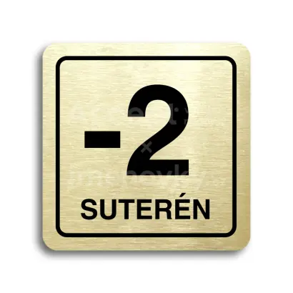 Piktogram "suterén" - zlatá tabulka - černý tisk