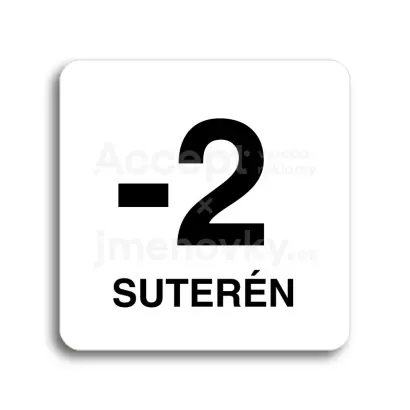 Piktogram "suterén" - bílá tabulka - černý tisk bez rámečku