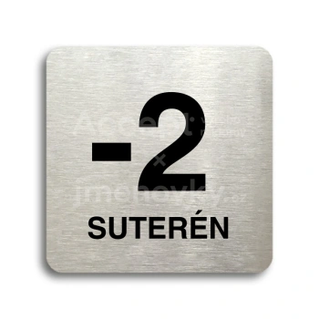 Piktogram "suterén" - stříbrná tabulka - černý tisk bez rámečku