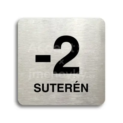 Piktogram "suterén" - stříbrná tabulka - černý tisk bez rámečku