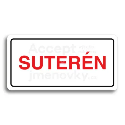 Piktogram "SUTERÉN" - bílá tabulka - barevný tisk