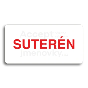 Piktogram "SUTERÉN" - bílá tabulka - barevný tisk bez rámečku