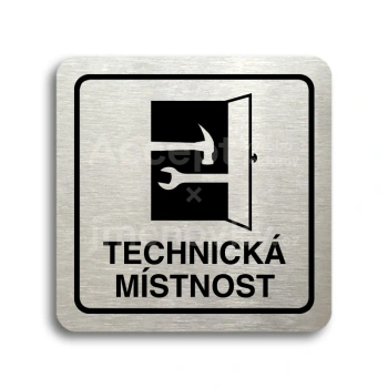 Piktogram "technická místnost" - stříbrná tabulka - černý tisk