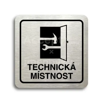 Piktogram "technická místnost" - stříbrná tabulka - černý tisk