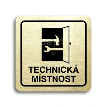 Piktogram "technická místnost" - zlatá tabulka - černý tisk