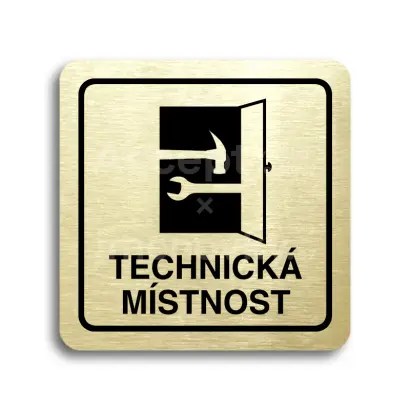 Piktogram "technická místnost" - zlatá tabulka - černý tisk