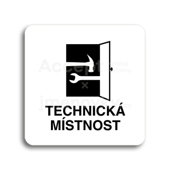 Piktogram "technická místnost" - bílá tabulka - černý tisk bez rámečku