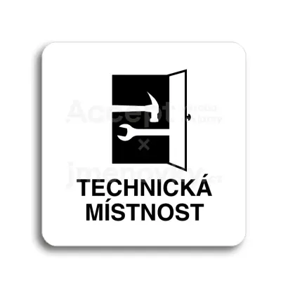 Piktogram "technická místnost" - bílá tabulka - černý tisk bez rámečku