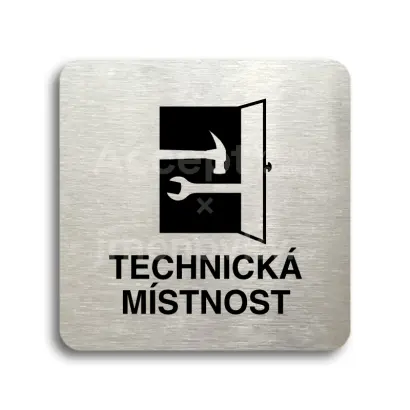 Piktogram "technická místnost" - stříbrná tabulka - černý tisk bez rámečku