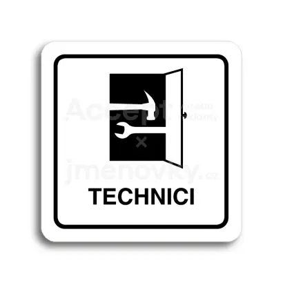 Piktogram "technici" - bílá tabulka - černý tisk