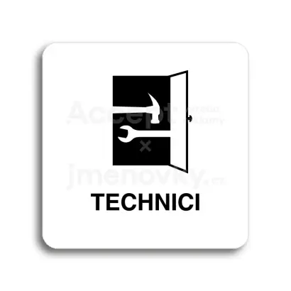 Piktogram "technici" - bílá tabulka - černý tisk bez rámečku
