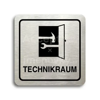 Piktogram "technikraum" - stříbrná tabulka - černý tisk
