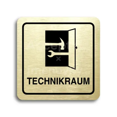 Piktogram "technikraum" - zlatá tabulka - černý tisk