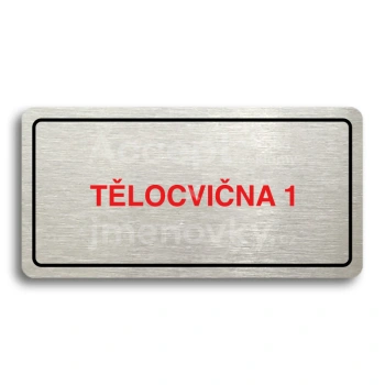 Piktogram "TĚLOCVIČNA 1" - stříbrná tabulka - barevný tisk