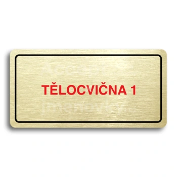 Piktogram "TĚLOCVIČNA 1" - zlatá tabulka - barevný tisk