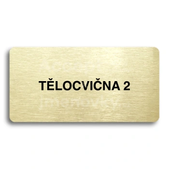 Piktogram "TĚLOCVIČNA 2" - zlatá tabulka - černý tisk bez rámečku