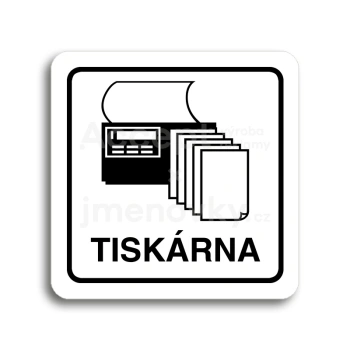 Piktogram "tiskárna" - bílá tabulka - černý tisk