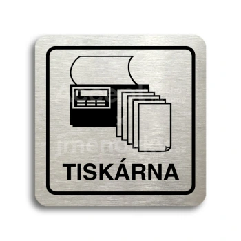 Piktogram "tiskárna" - stříbrná tabulka - černý tisk