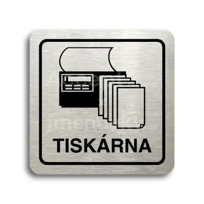 Piktogram "tiskárna" - stříbrná tabulka - černý tisk