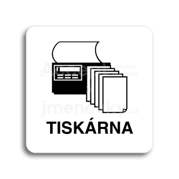 Piktogram "tiskárna" - bílá tabulka - černý tisk bez rámečku
