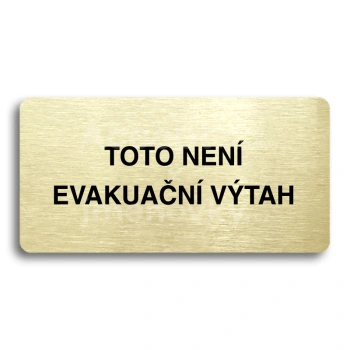 Piktogram "TOTO NENÍ EVAKUAČNÍ VÝTAH II" - zlatá tabulka - černý tisk bez rámečku