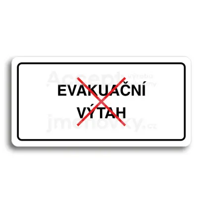 Piktogram "TOTO NENÍ EVAKUAČNÍ VÝTAH" - bílá tabulka - barevný tisk