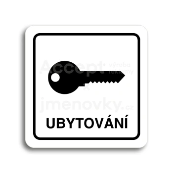 Piktogram "ubytování" - bílá tabulka - černý tisk
