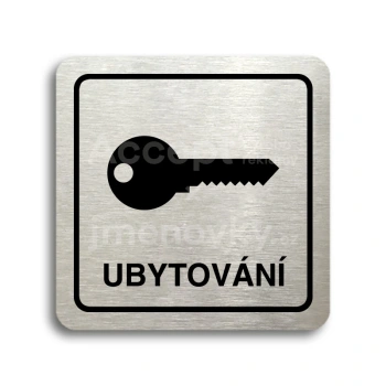 Piktogram "ubytování" - stříbrná tabulka - černý tisk