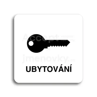 Piktogram "ubytování" - bílá tabulka - černý tisk bez rámečku