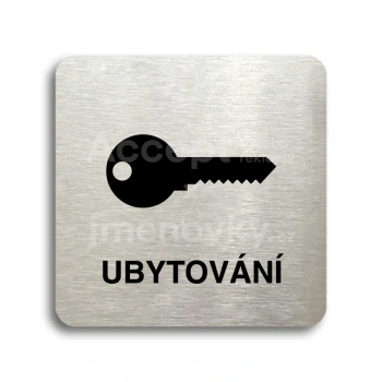 Piktogram "ubytování" - stříbrná tabulka - černý tisk bez rámečku