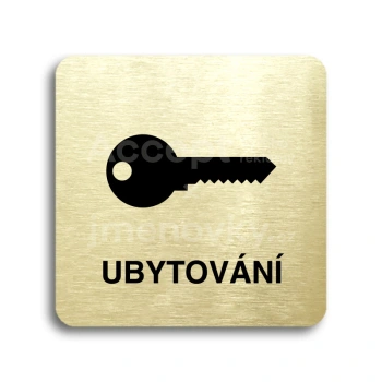 Piktogram "ubytování" - zlatá tabulka - černý tisk bez rámečku