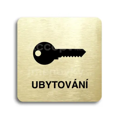 Piktogram "ubytování" - zlatá tabulka - černý tisk bez rámečku