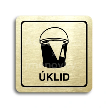 Piktogram "úklid" - zlatá tabulka - černý tisk