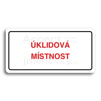 Piktogram "ÚKLIDOVÁ MÍSTNOST" - bílá tabulka - barevný tisk
