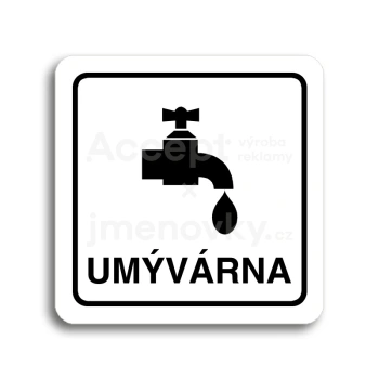 Piktogram "umývárna" - bílá tabulka - černý tisk