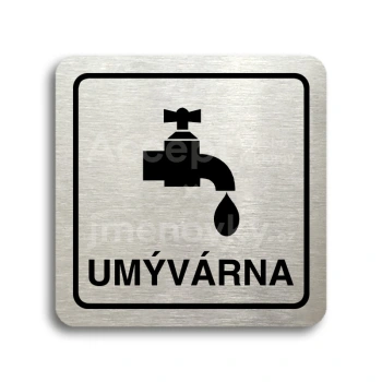 Piktogram "umývárna" - stříbrná tabulka - černý tisk