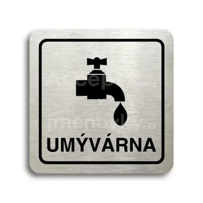 Piktogram "umývárna" - stříbrná tabulka - černý tisk