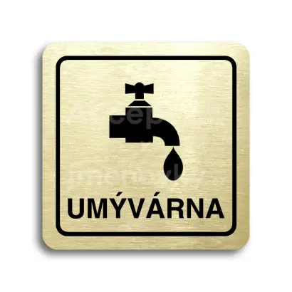 Piktogram "umývárna" - zlatá tabulka - černý tisk