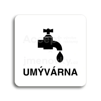 Piktogram "umývárna" - bílá tabulka - černý tisk bez rámečku