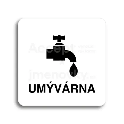 Piktogram "umývárna" - bílá tabulka - černý tisk bez rámečku