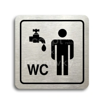 Piktogram "umývárna, WC muži" - stříbrná tabulka - černý tisk